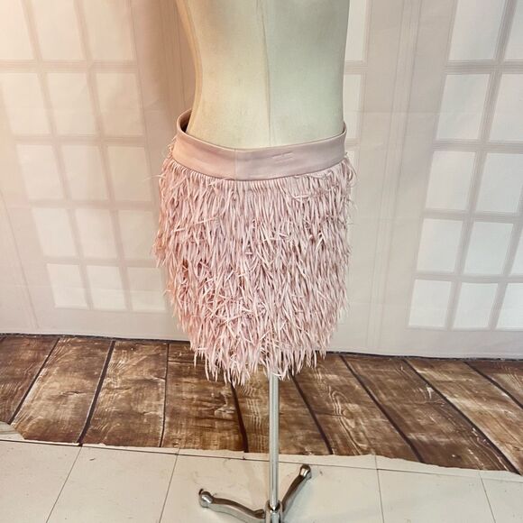 Express soft pink fringe mini skirt size 8 - Picture 7 of 12
